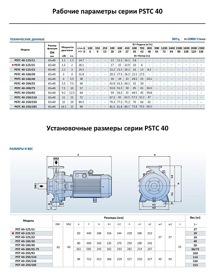 Насосный агрегат моноблочный фланцевый PURITY PSTC 40-125/15 Насосный агрегат моноблочный фланцевый PURITY PSTC 40-125/15